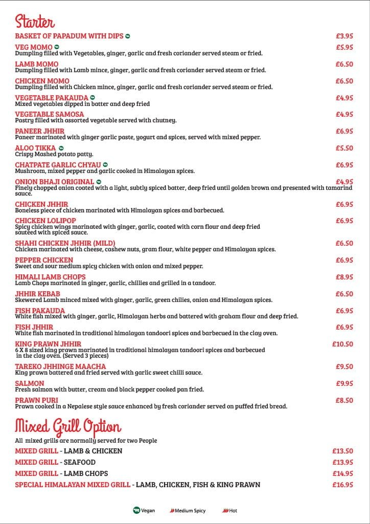 Menu – Royal Himlayas – Nepalese Restaurant and Bar